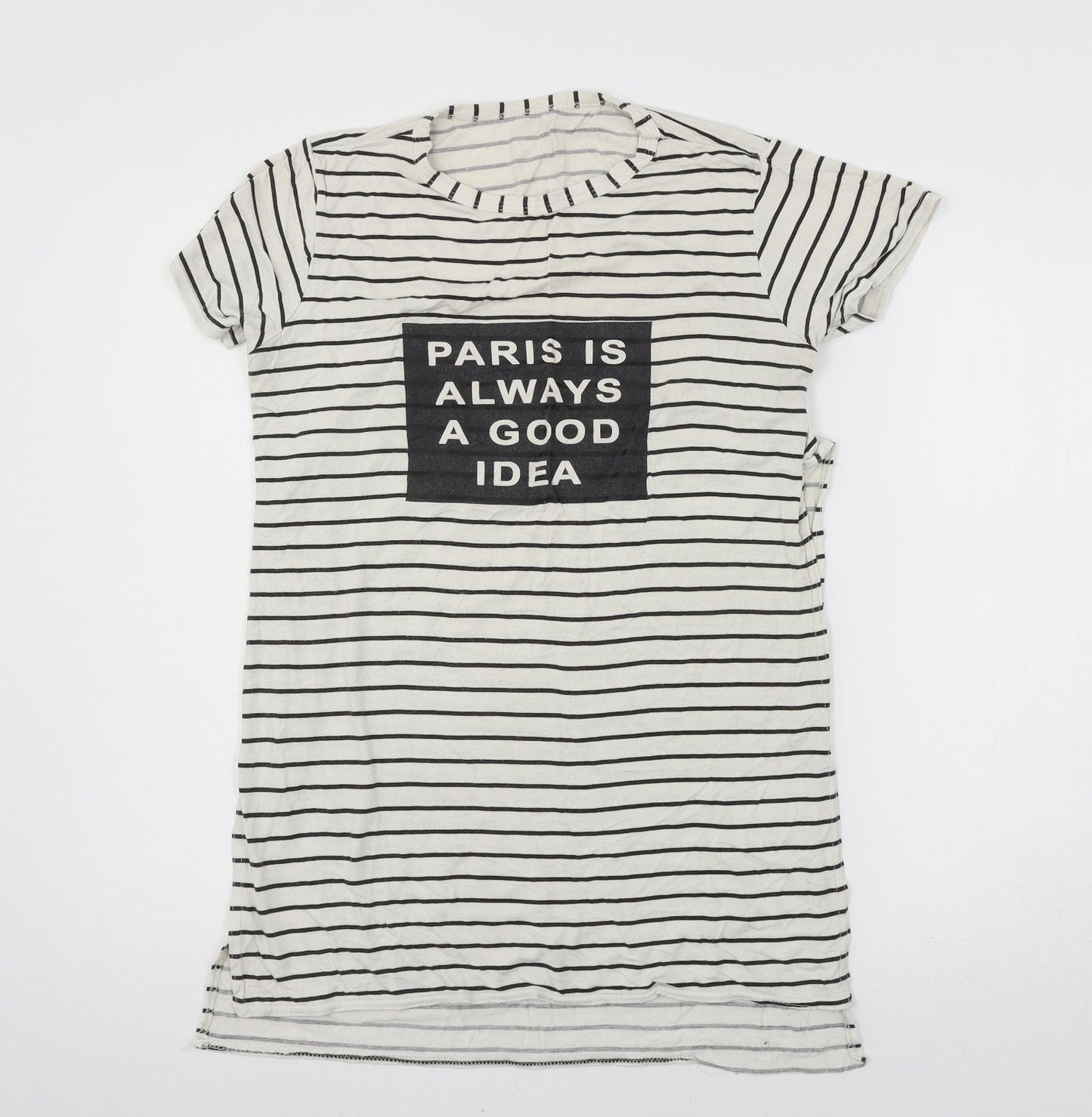 Womens UK Size M Preworn Ivory Basic T-Shirt