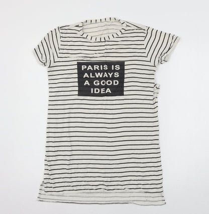 Womens UK Size M Preworn Ivory Basic T-Shirt