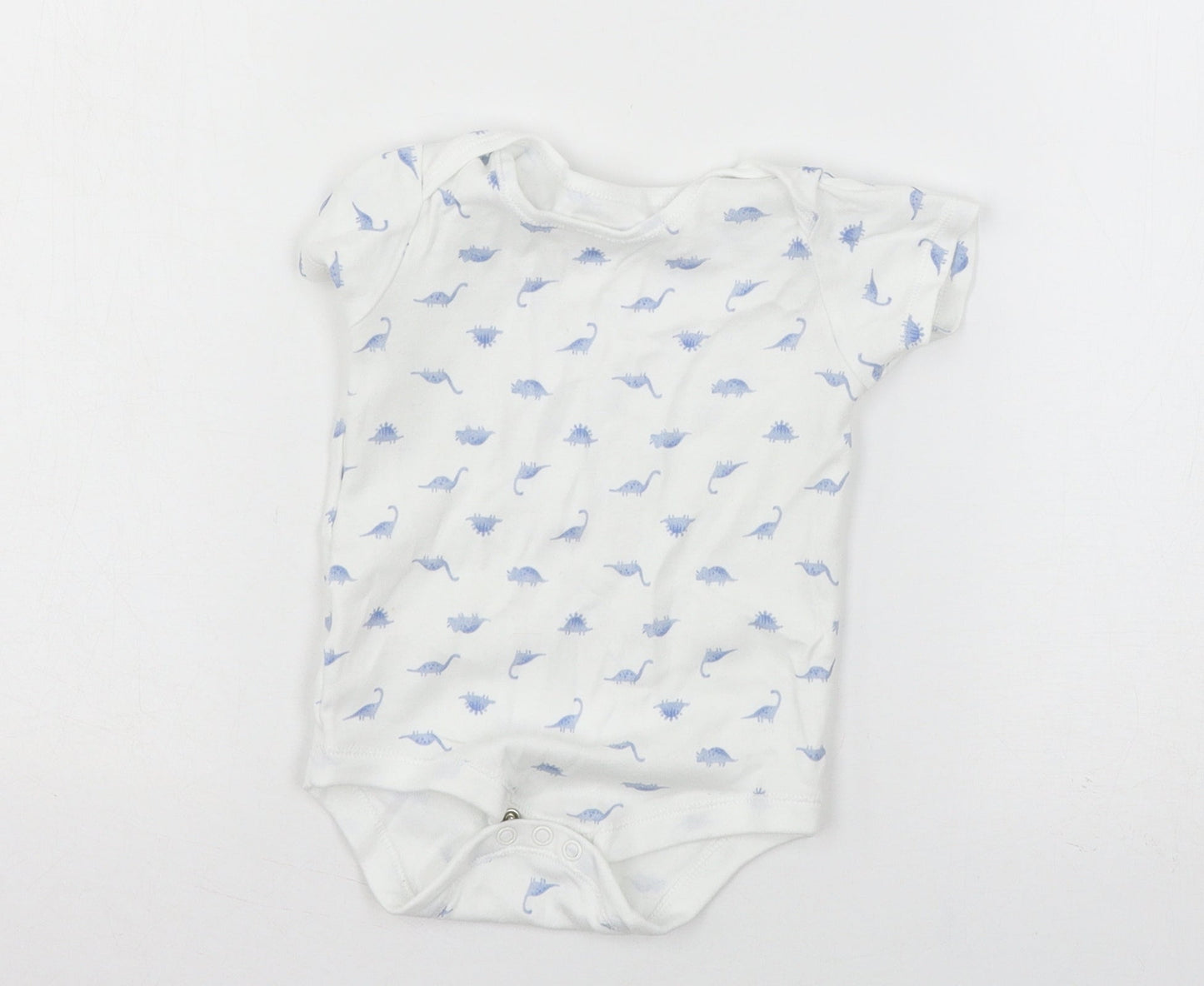 TU Baby White Geometric Jersey Babygrow One-Piece Size 12-18 Months  - DInosaur