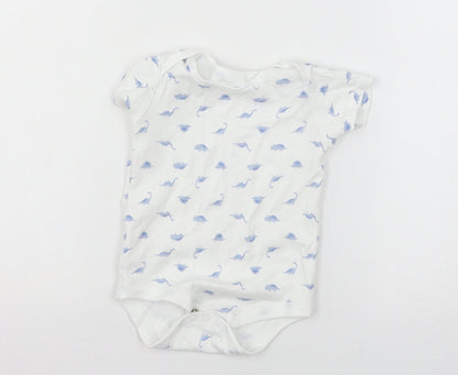 TU Baby White Geometric Jersey Babygrow One-Piece Size 12-18 Months  - DInosaur
