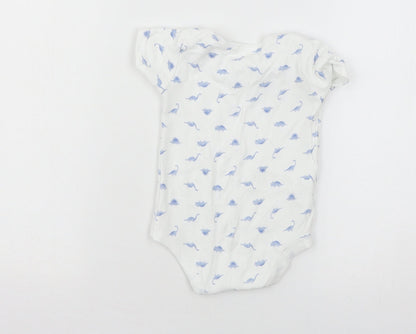 TU Baby White Geometric Jersey Babygrow One-Piece Size 12-18 Months  - DInosaur