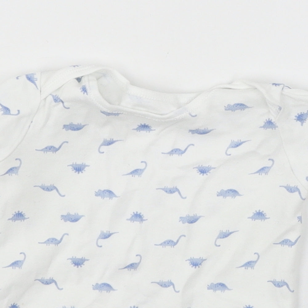 TU Baby White Geometric Jersey Babygrow One-Piece Size 12-18 Months  - DInosaur