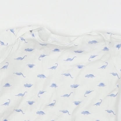 TU Baby White Geometric Jersey Babygrow One-Piece Size 12-18 Months  - DInosaur