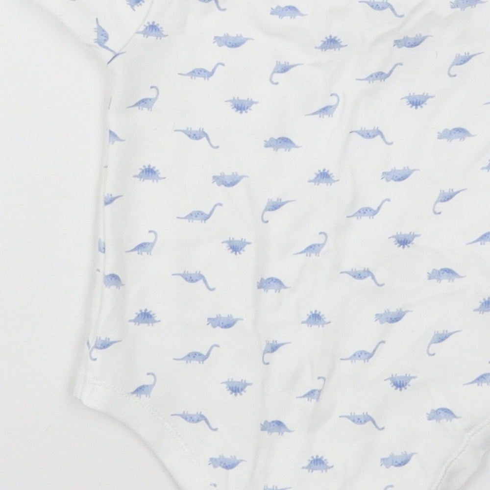 TU Baby White Geometric Jersey Babygrow One-Piece Size 12-18 Months  - DInosaur
