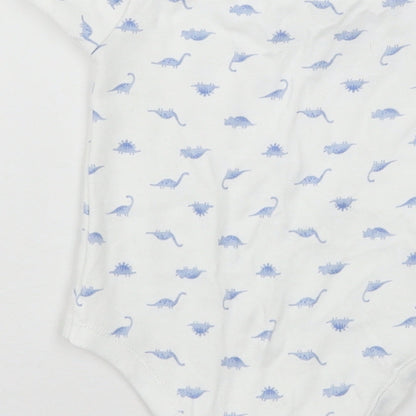 TU Baby White Geometric Jersey Babygrow One-Piece Size 12-18 Months  - DInosaur