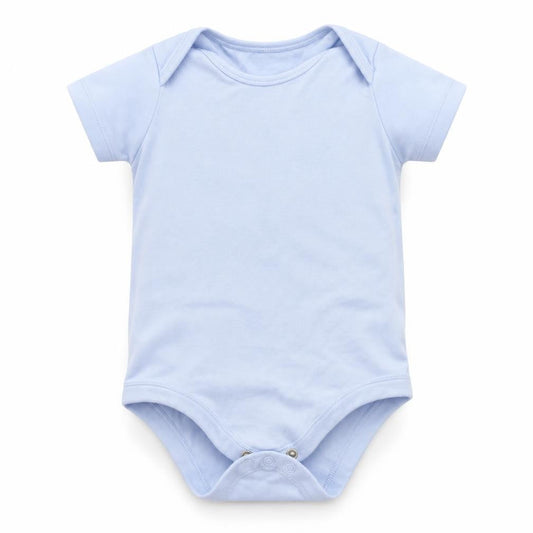 Front view of Tu boys’ blue jersey babygrow one-piece, size 12-18, months
