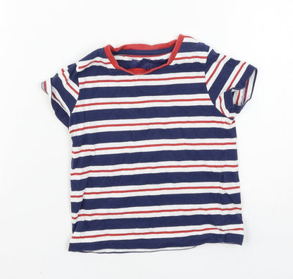 Marks and Spencer Boys Blue Striped Jersey Basic T-Shirt Size 12-18 Months