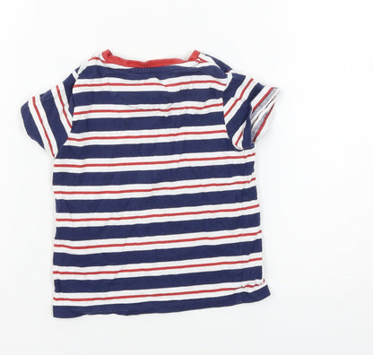 Marks and Spencer Boys Blue Striped Jersey Basic T-Shirt Size 12-18 Months