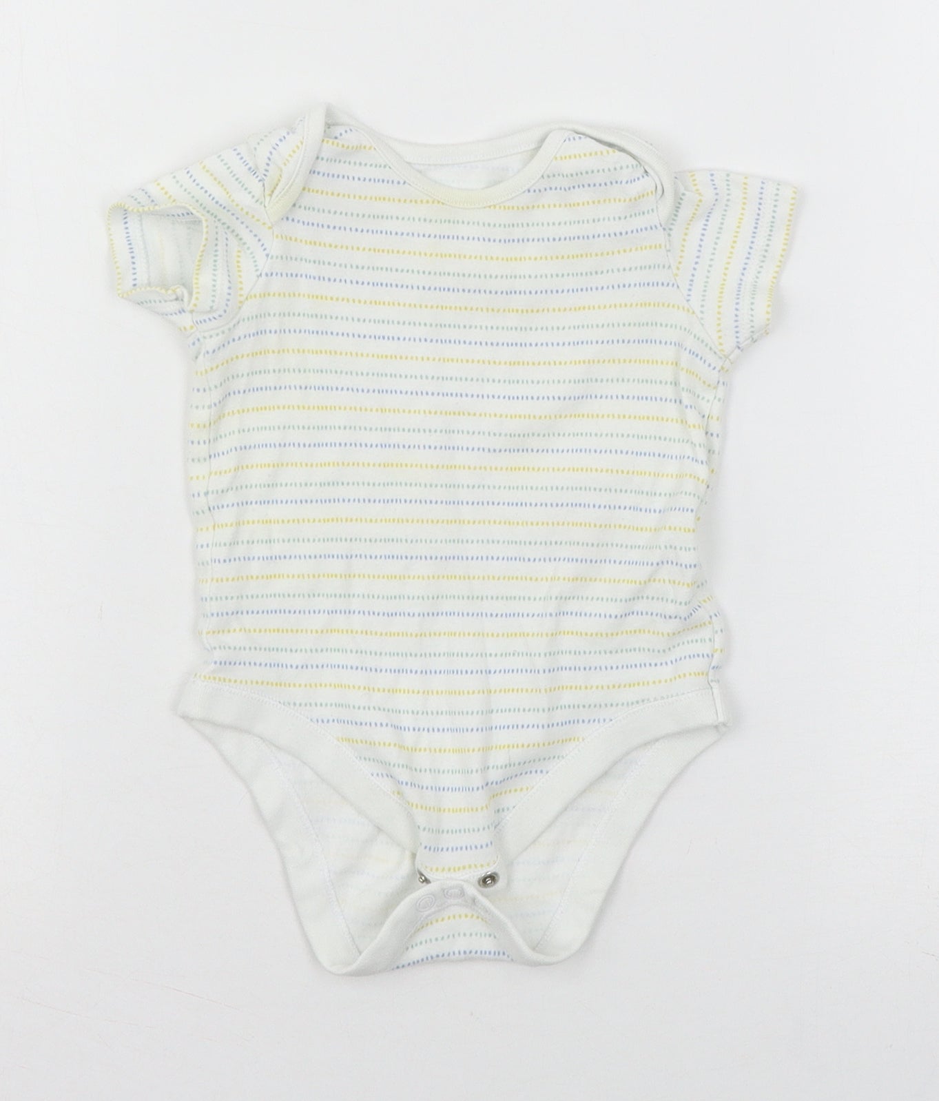 F&F Baby Multicoloured Striped Jersey Babygrow One-Piece Size 9-12 Months