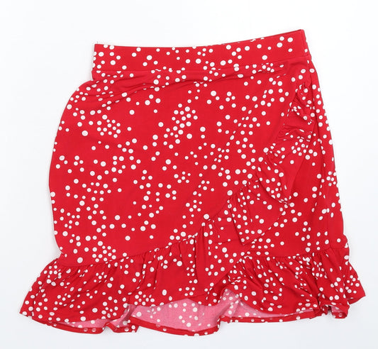 Oasis Womens Red Polka Dot  Mini Skirt Size S