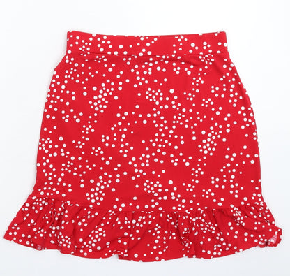 Oasis Womens Red Polka Dot  Mini Skirt Size S