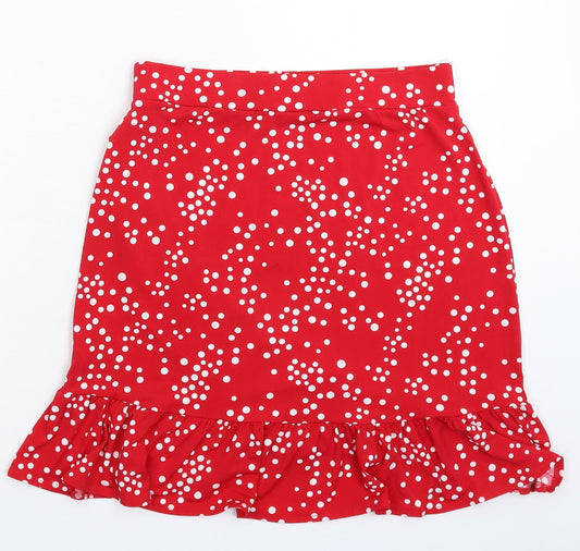 Oasis Womens Red Polka Dot  Mini Skirt Size S