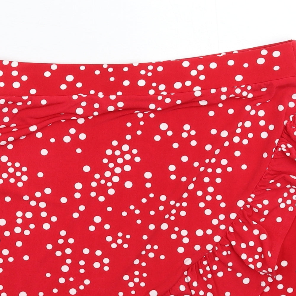 Oasis Womens Red Polka Dot  Mini Skirt Size S