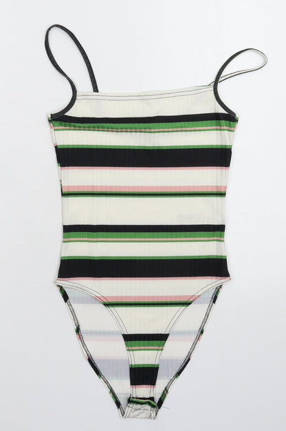 New Look Womens Multicoloured Striped  Bodysuit One-Piece Size 8