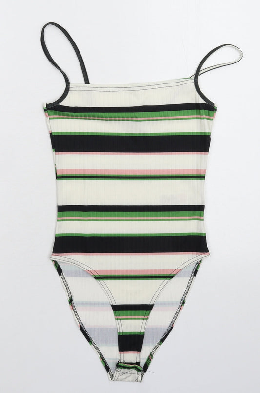 New Look Womens Multicoloured Striped  Bodysuit One-Piece Size 8