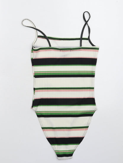 New Look Womens Multicoloured Striped  Bodysuit One-Piece Size 8