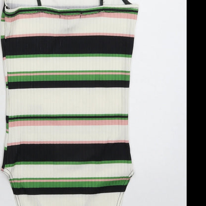 New Look Womens Multicoloured Striped  Bodysuit One-Piece Size 8