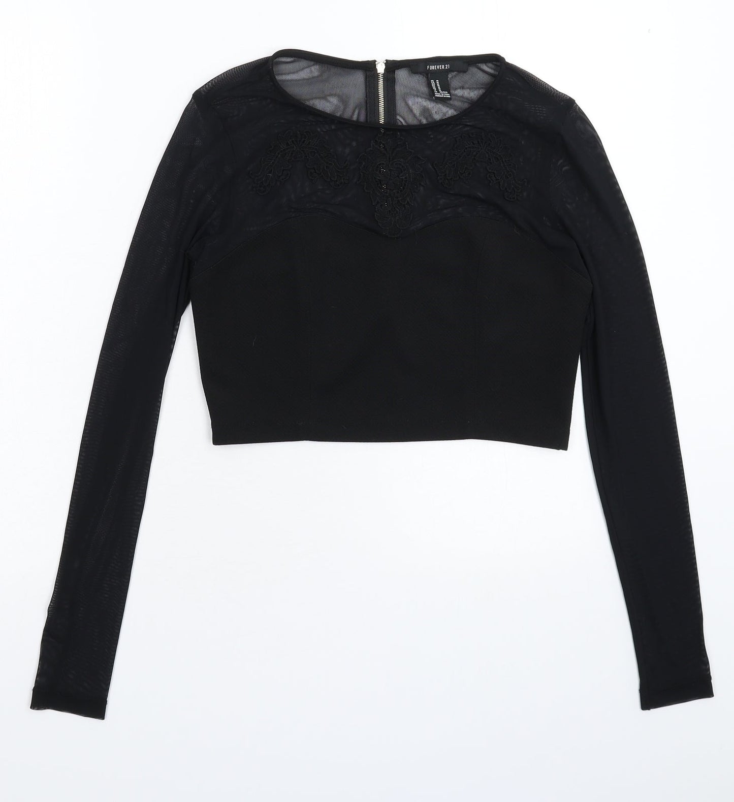 FOREVER 21 Womens Black   Cropped Blouse Size M