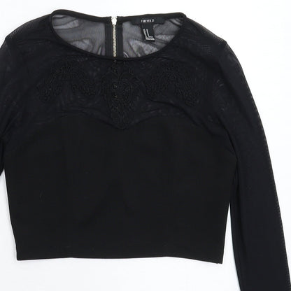 FOREVER 21 Womens Black   Cropped Blouse Size M