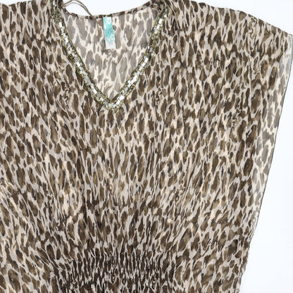 Womens UK Size 8 Ocean Club Multicoloured Basic Blouse