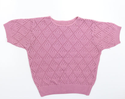 Womens UK Size L Preworn Pink Pullover Jumper