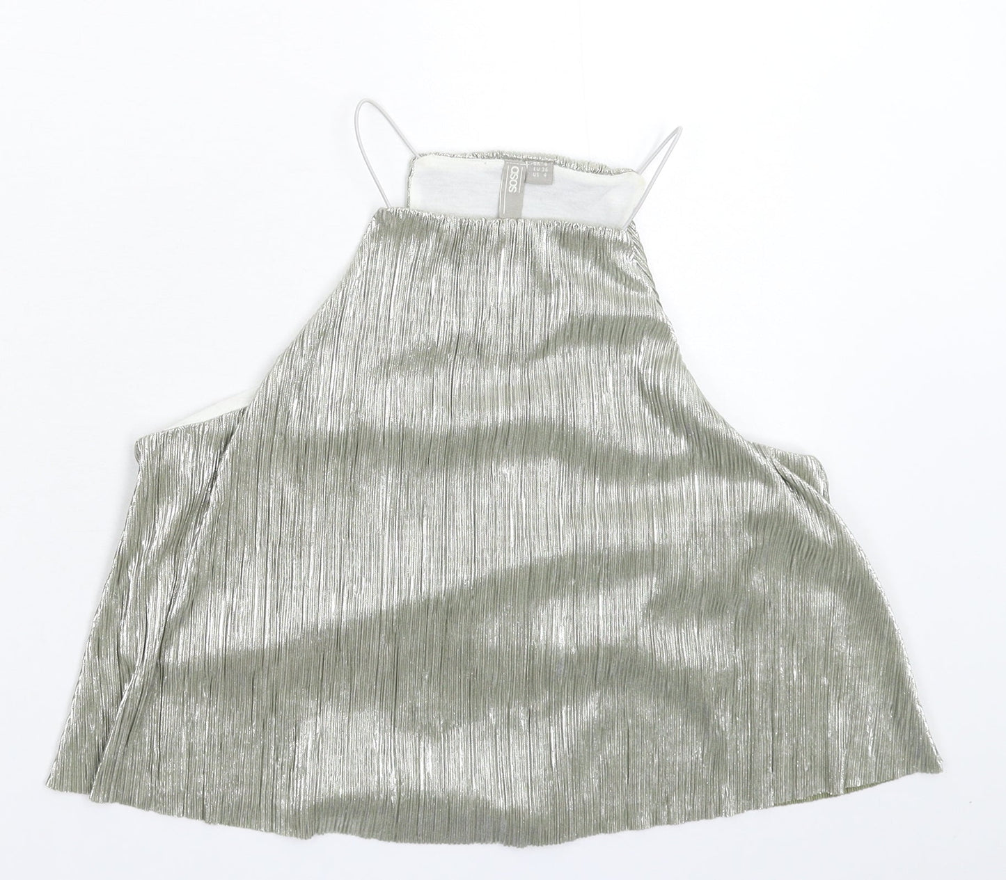 Womens UK Size 8 ASOS Silver Basic Tank