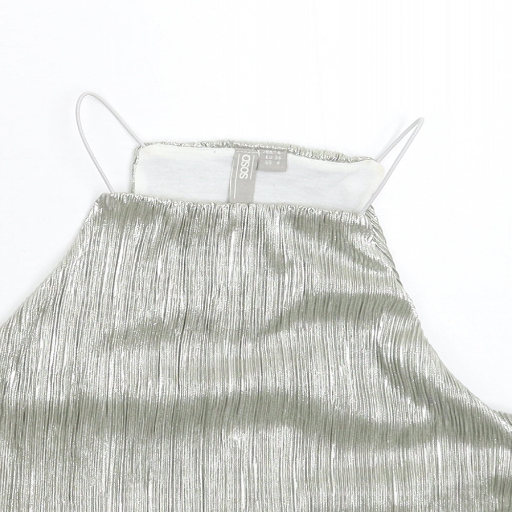 Womens UK Size 8 ASOS Silver Basic Tank