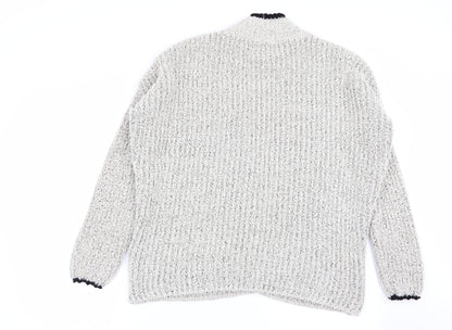 Womens UK Size M Papaya Grey Cardigan Jumper