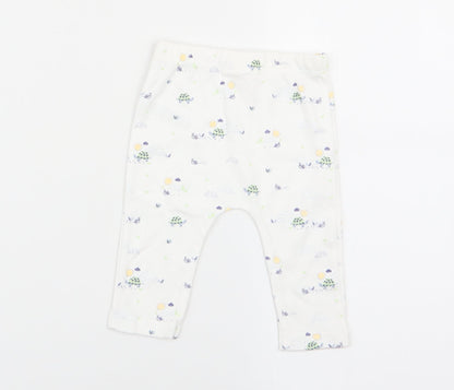 fred and flo Boys White Animal Print  Jogger Trousers Size 3-6 Months  - leggings