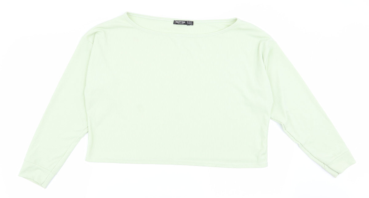 Additional front view of Nasty Gal women’s green basic t-shirt, size UK 12