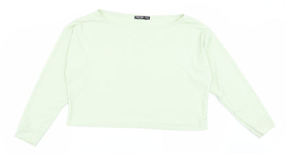 Additional front view of Nasty Gal women’s green basic t-shirt, size UK 12