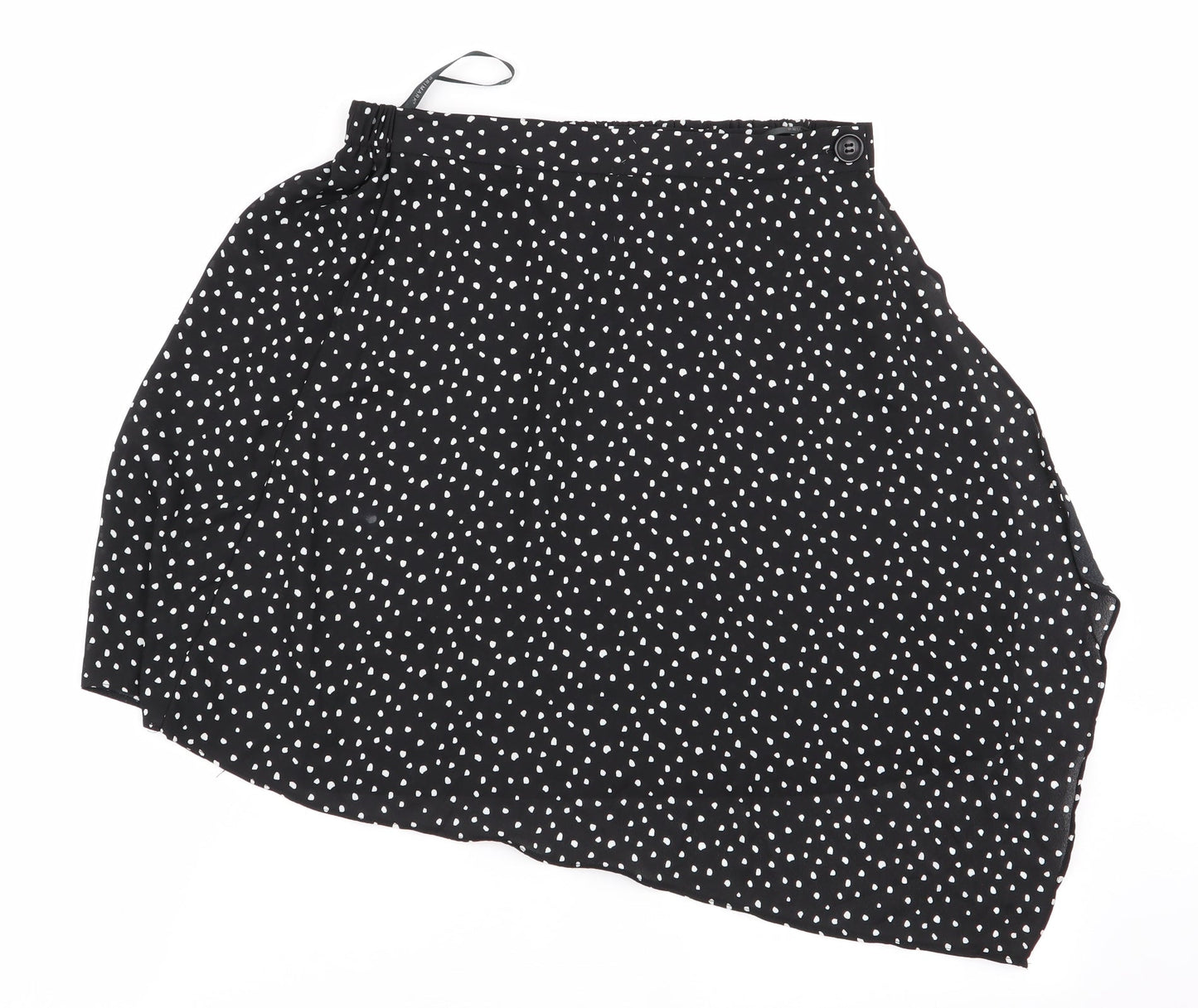 Primark Womens Black Polka Dot  Flare Skirt Size 12  - Stretch waistband