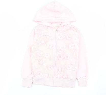 happy house Girls Pink Floral  Full Zip Jumper Size 6-7 Years