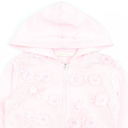 happy house Girls Pink Floral  Full Zip Jumper Size 6-7 Years