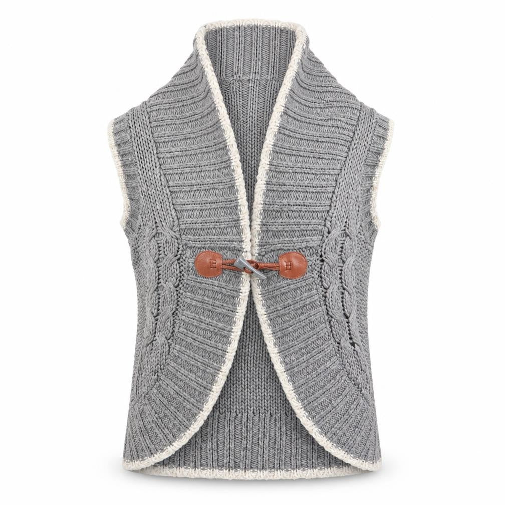 Front view of New Look women’s grey cardigan jumper, size UK 8