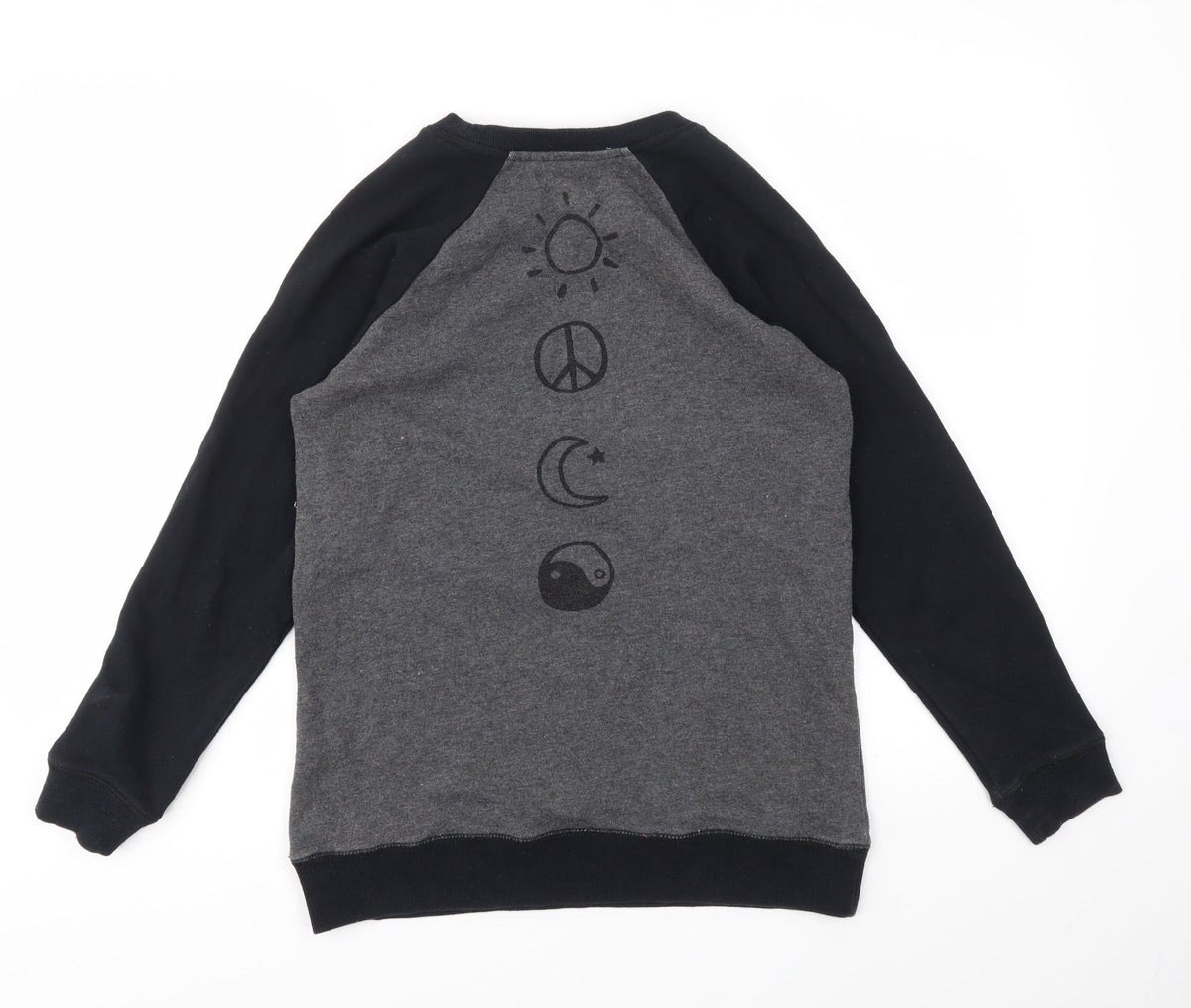 Back view of Kendall And Kylie women’s grey jumper, size XS