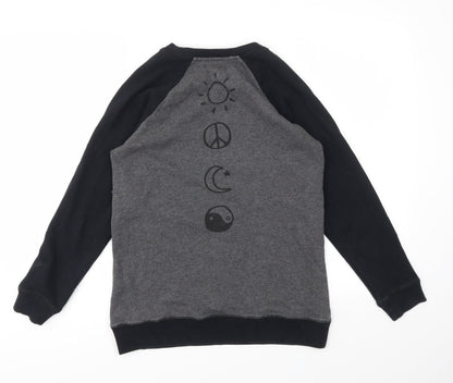 Back view of Kendall And Kylie women’s grey jumper, size XS