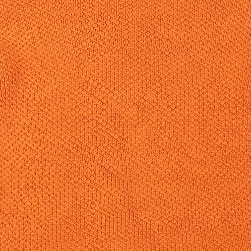 Brand and care label for Marks & Spencer women’s orange pullover sweatshirt, size UK 8