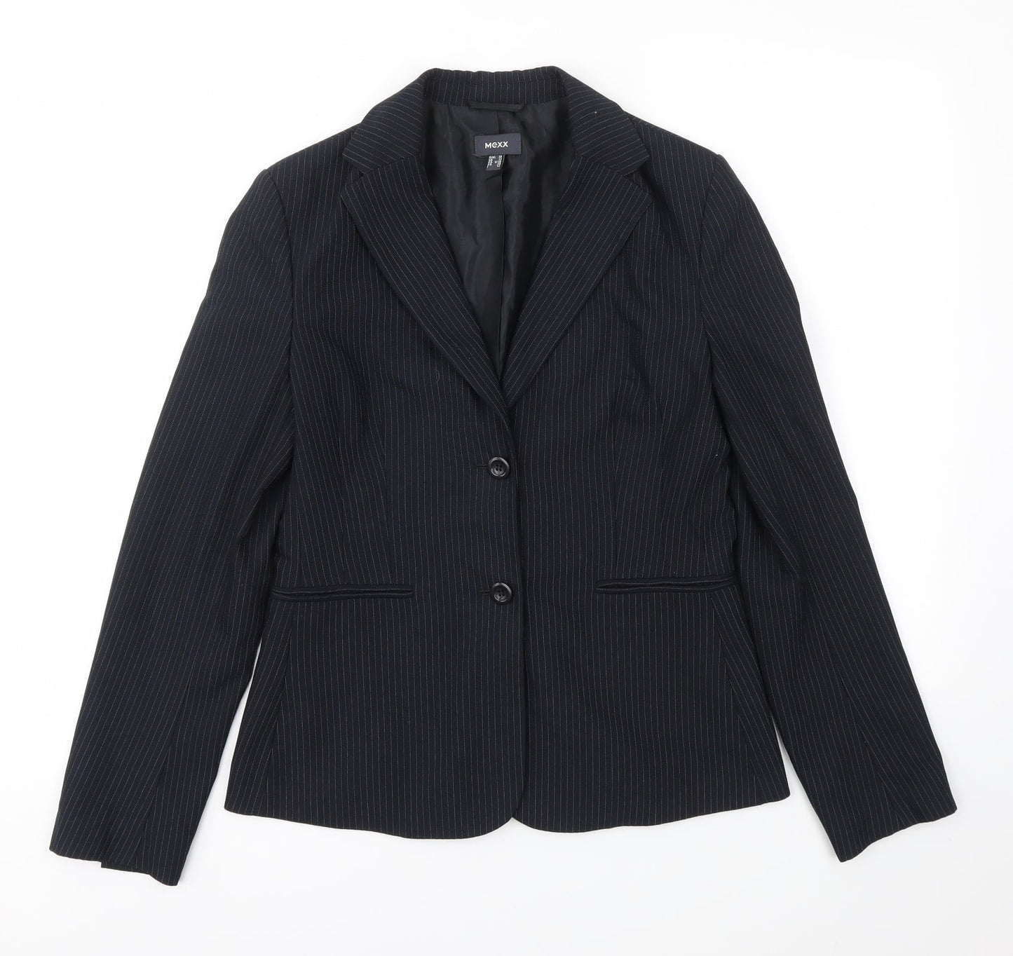 Mexx Womens Black Striped  Jacket Blazer Size 12