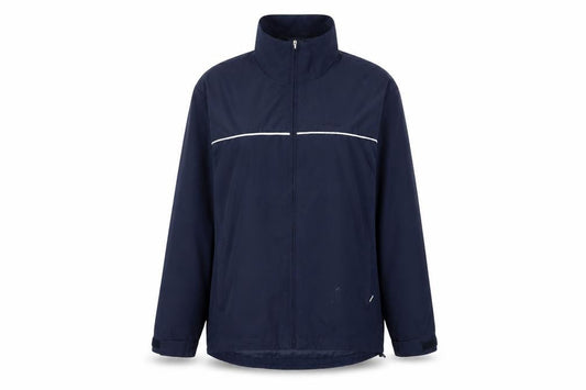 Front view of OLYMPUS women’s blue jacket coat, size UK 16