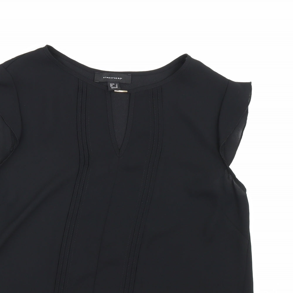 Womens UK Size 8 Atmosphere Black Basic Blouse