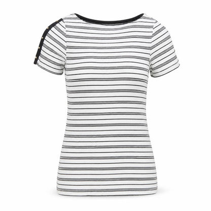 F&F Womens White Striped  Basic T-Shirt Size 6
