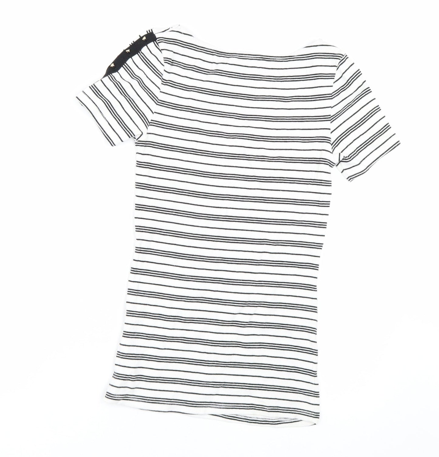 F&F Womens White Striped  Basic T-Shirt Size 6