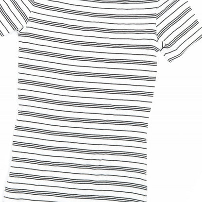F&F Womens White Striped  Basic T-Shirt Size 6