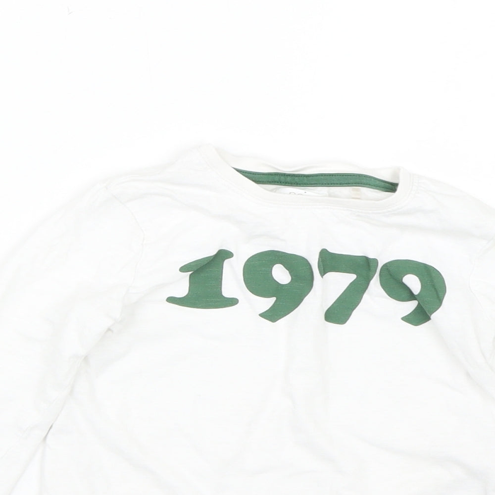 Close-up detail of Next boys’ white basic t-shirt, size 5, years
