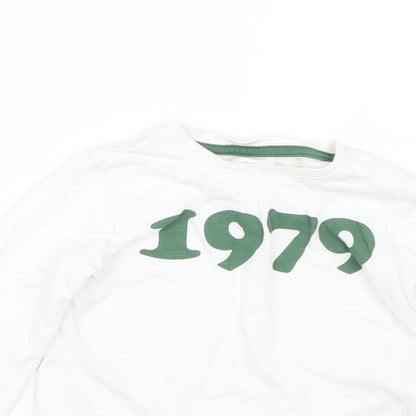 Close-up detail of Next boys’ white basic t-shirt, size 5, years