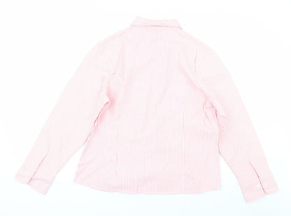 Back view of Boteli women’s pink striped basic button-up, size 2XL