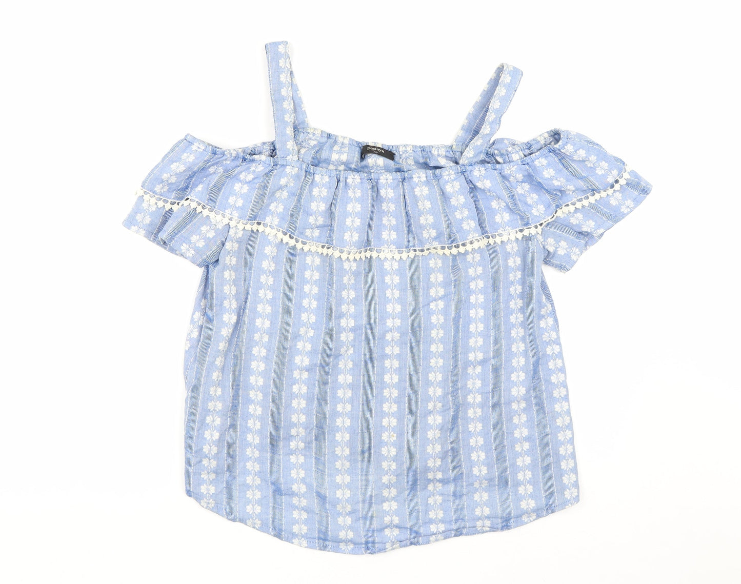 Papaya Womens Blue   Basic T-Shirt Size 10