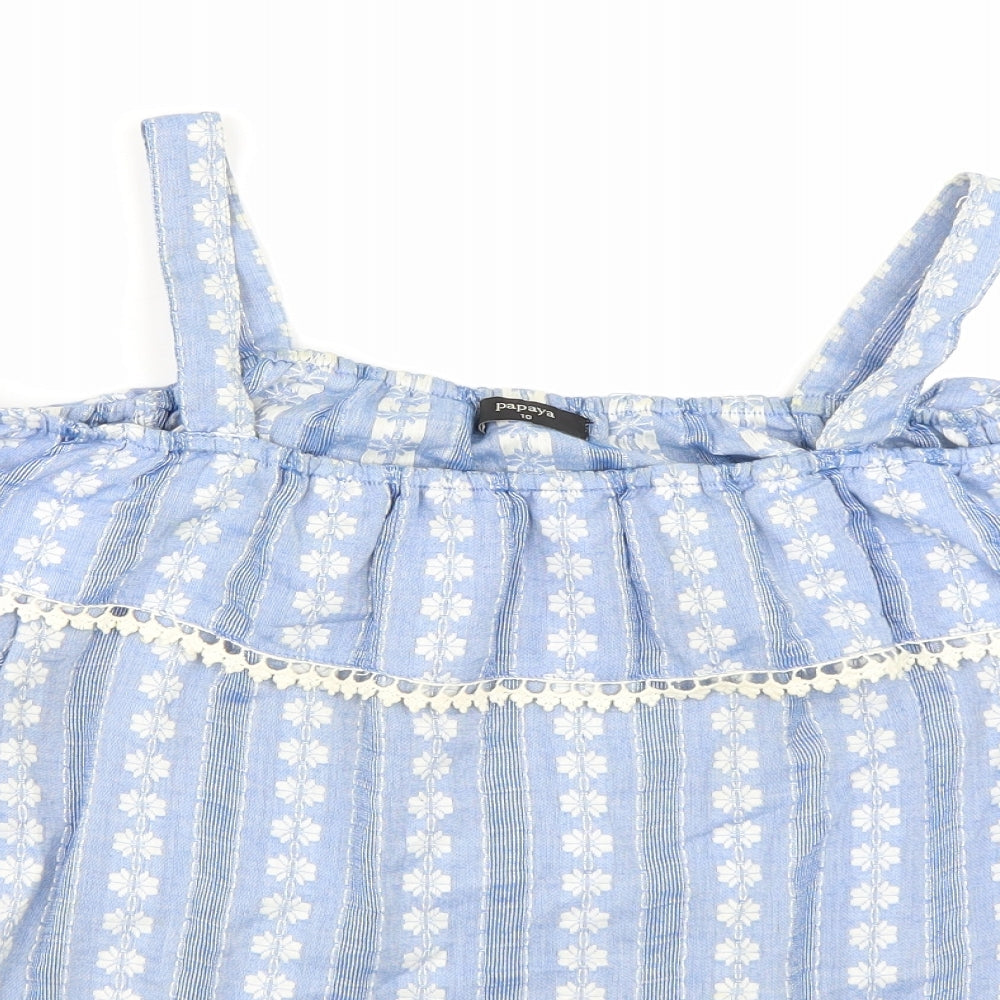 Papaya Womens Blue   Basic T-Shirt Size 10