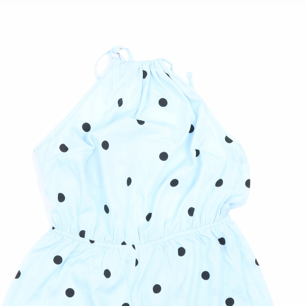 Boohoo Womens Blue Polka Dot  Jumpsuit One-Piece Size 10